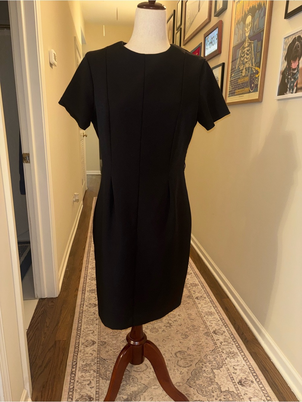 H&M Black Short-Sleeve Midi Sheath Dress